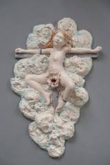 Crucifix · 2012 · ceramic, kiln-fired, matt and glossy glaze, underglaze painting · 80 x 45 x 10 cm · photo: Caro Suerkemper